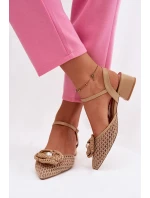 Dámské sandály na klínku s ozdobným detailem tmavě béžové Vionessa