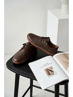 Kožené dámské polobotky Barefoot model 22074657 Čokoládové - Zazoo