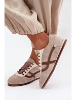 Semišové Nízké Tenisky Dámské Tmavě Béžové model 22355935 - Zazoo Semišové Nízké Tenisky Dámské Tmavě Béžové model 22355935 - Zazoo