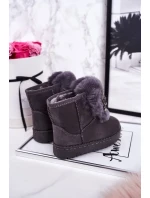 Dívčí Sněhové Teple Boty S Kožešinou Semišové šedé Amelia Dívčí Sněhové Teple Boty S Kožešinou Semišové šedé Amelia