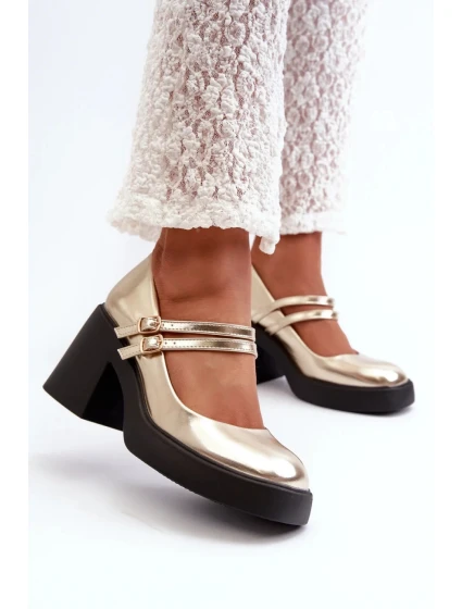 Lodičky na podpatku N381 zlaté - Step in style