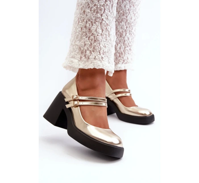 Lodičky na podpatku N381 zlaté - Step in style