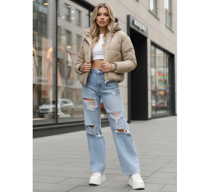 Dámská krátká zimní prošívaná bunda béžová FashionStreet TY5374