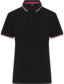Daiber JN 1305 Dámské těžké piqué polo s proužky 02.1305 black/white/red