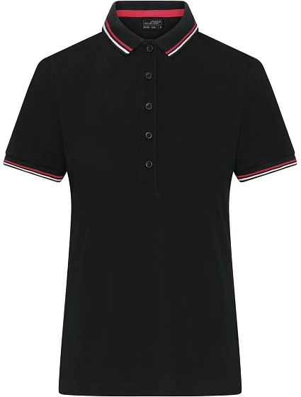 Daiber JN 1305 Dámské těžké piqué polo s proužky 02.1305 black/white/red Daiber JN 1305 Dámské těžké piqué polo s proužky 02.1305 black/white/red