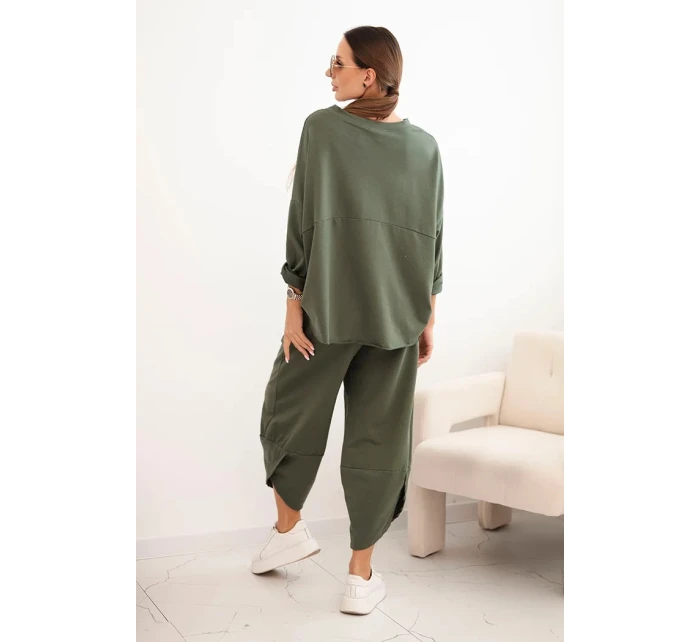 Komplet bavlněný mikina + kalhoty khaki