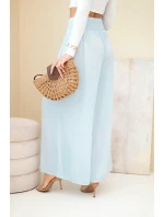 Dámské viskózové kalhoty s elastickým pasem modré