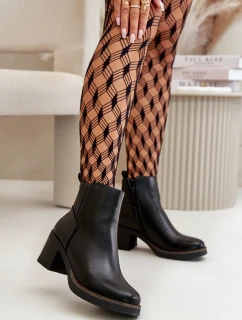 Zateplené dámské boty na podpatku eko kůže černé model 21668840 - Boto