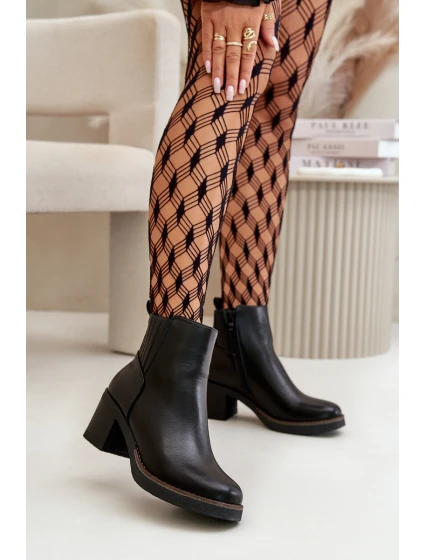 Zateplené dámské boty na podpatku eko kůže černé model 21668840 - Boto Zateplené dámské boty na podpatku eko kůže černé model 21668840 - Boto