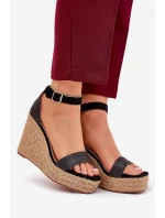 Dámské Sandály Na Klínu S Pleteninou Černé Adelio Dámské Sandály Na Klínu S Pleteninou Černé Adelio