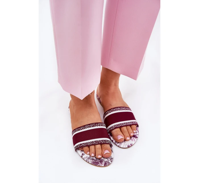 Vzory Ploché Sandály Dámské Bordó model 21689572 - Boto Vzory Ploché Sandály Dámské Bordó model 21689572 - Boto