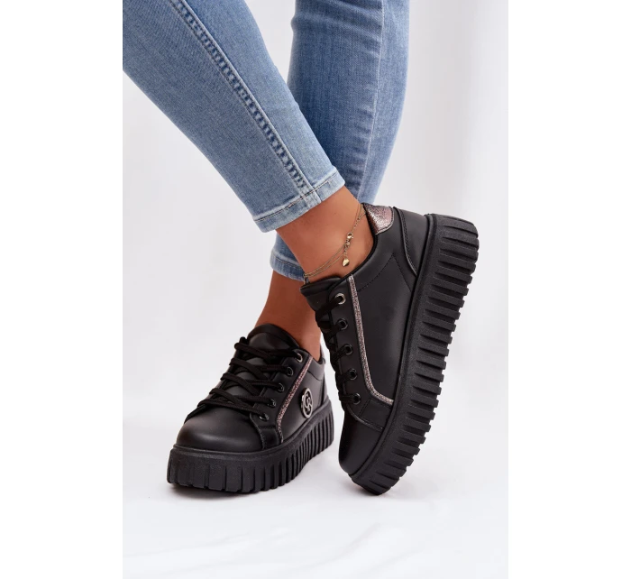 Dámské tenisky na platformě s ozdobným detailem černé Iselora