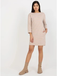 Dámské šaty LO SK LK model 21471962 Béžová s bílou Rue Paris - FPrice