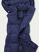 Tmavě modrá péřová dámská vesta s kapucí (5M721-215)