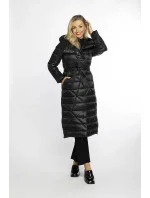 Černý prošívaný kabát s kapucí model 21247100 - Ann Gissy