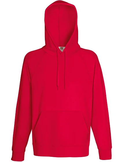 Fruit of the Loom Lightweight Hooded Sweat Pánská raglánová mikina s kapucí 16.2140 red