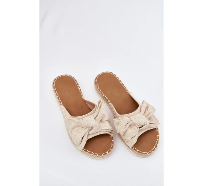 Dámské Pantofle Na Platformě S Pletením A Mašlí Béžové model 21700102 - Boto