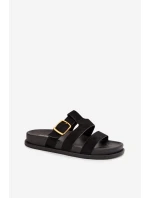 Dámské pantofle s pásky a zlatým Černé model 21919125 - Boto Dámské pantofle s pásky a zlatým Černé model 21919125 - Boto