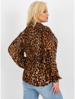 Světle hnědá a černá nadměrná košilová halenka s leopardím vzorem