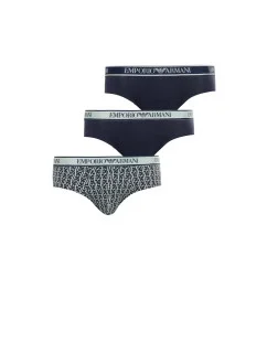 Pánské slipy 3Pack  tm. modré se zelenou  model 19908021 - Emporio Armani