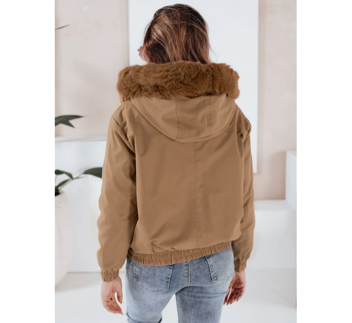 Dámská zimní bunda krátká s kožešinou světle hnědá Dstreet model 21991174 - FashionStreet