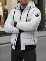 Pánská prošívaná zimní bunda s kapucí bílá FashionStreet TX5096