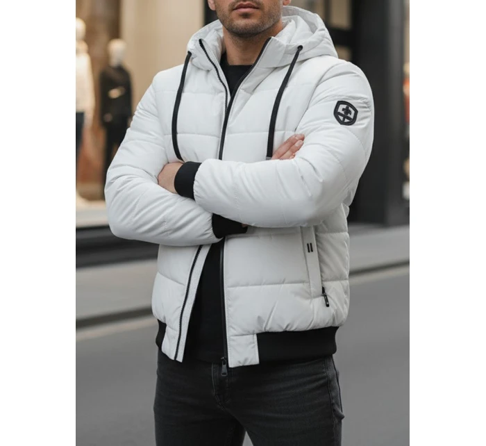 Pánská prošívaná zimní bunda s kapucí bílá FashionStreet TX5096