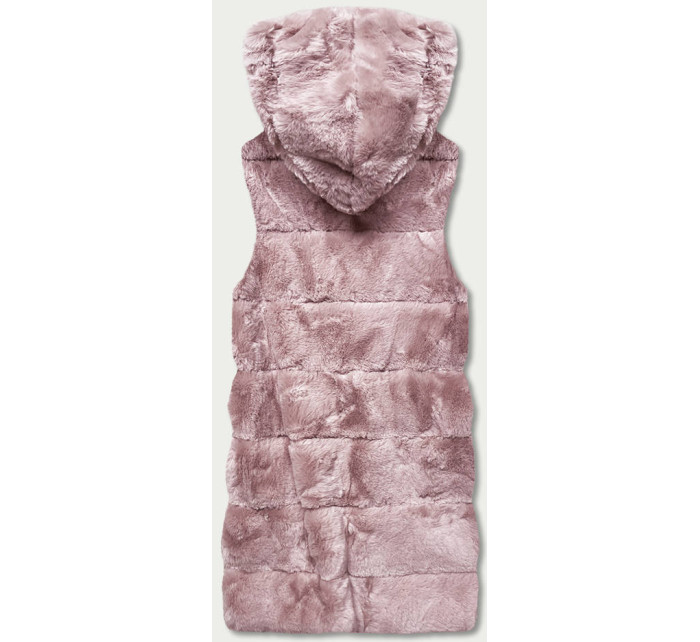 Růžová kožešinová vesta s kapucí model 17836880 - S'WEST
