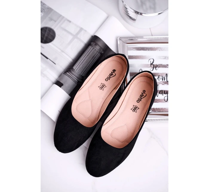 Dámské semišové baleríny černé model 21512735 - EVENTO