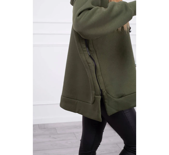 Dámská zateplená mikina s kapucí Khaki zelená model 21471953 - Kesi