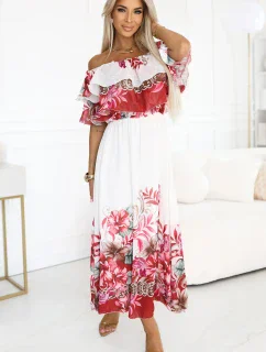Dlouhé letní španělské šaty s červeným květinovým model 21176213 - numoco basic