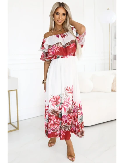 Dlouhé letní španělské šaty s červeným květinovým model 21176213 - numoco basic