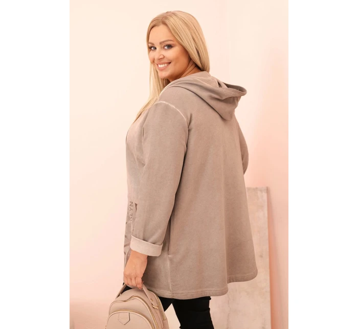 Dámská mikina Plus Size s kapucí a potiskem model 21273642 fango - K-Fashion