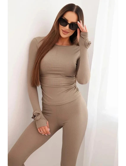 Dámský komplet z pruhované viskózy s dlouhým rukávem a legínami fango