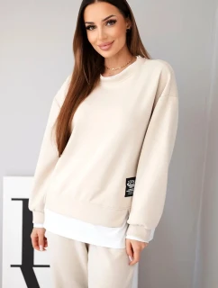 Dámská souprava s mikinou a tepláky béžový model 21808635 - K-Fashion
