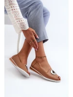 Dámské lodičky s ozdobou z ekokože tmavě béžové Biolita