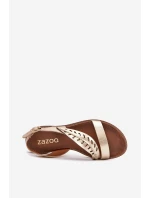 Dámské kožené sandály na plochém podpatku Zazoo model 21704070 zlaté - Boto Dámské kožené sandály na plochém podpatku Zazoo model 21704070 zlaté - Boto