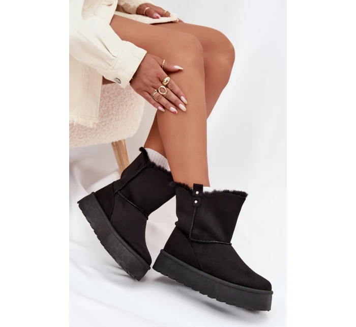 Dámské Sněhule Na Platformě S Kožíškem Černé Evelira Dámské Sněhule Na Platformě S Kožíškem Černé Evelira