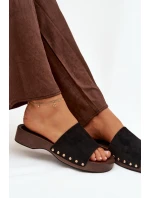 Dámské pantofle se zlatými sponami Černé Ferinna