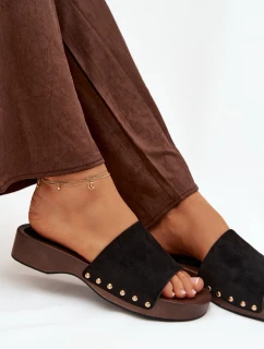 Dámské pantofle se zlatými sponami Černé Ferinna