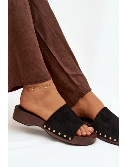 Dámské pantofle se zlatými sponami Černé model 21918775 - Boto Dámské pantofle se zlatými sponami Černé model 21918775 - Boto