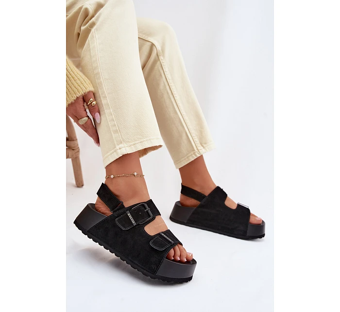 Semišové sandály na platformě Big Star TT274237 Černé Semišové sandály na platformě Big Star TT274237 Černé