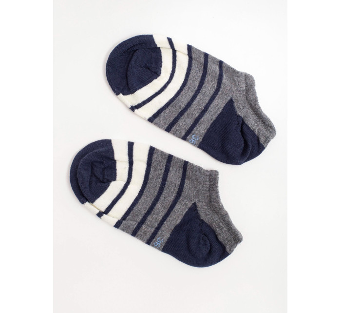 Šedé a tmavě modré pruhované kotníkové ponožky