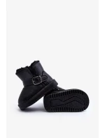 Dětské eko kožené sněhule s páskem, černá Orinor Dětské eko kožené sněhule s páskem, černá Orinor