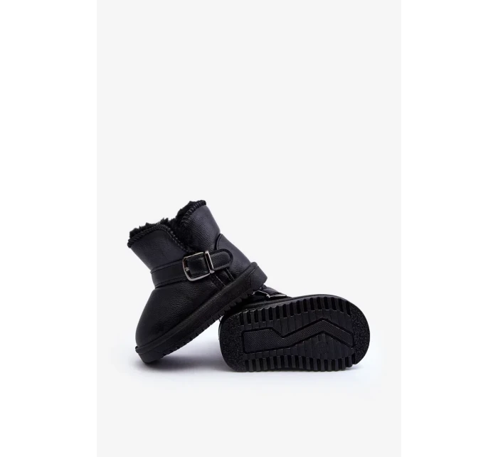 Dětské eko kožené sněhule s páskem, černá Orinor Dětské eko kožené sněhule s páskem, černá Orinor