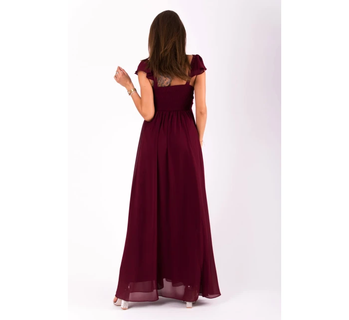 Dámské šaty s dlouhé bordó Bordó / S model 15042981 - EVA&LOLA Dámské šaty s dlouhé bordó Bordó / S model 15042981 - EVA&LOLA