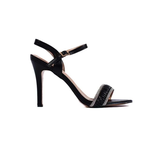 Krásné černé sandály dámské na jehlovém podpatku Krásné černé sandály dámské na jehlovém podpatku