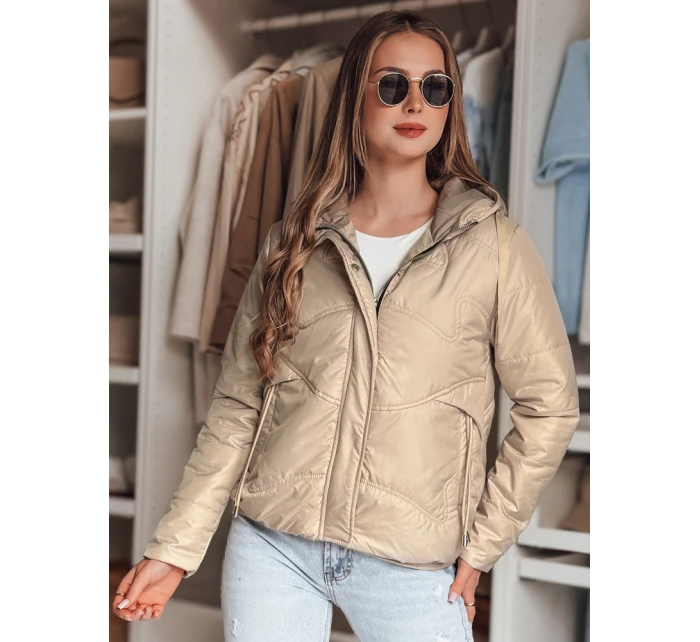 Dámská přechodná prošívaná bunda s kapucí NIVESSO béžová FashionStreet TY4858