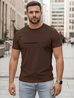 Pánské bavlněné tričko s nápisem „Whatever“, hnědé, FashionStreet NX5128R