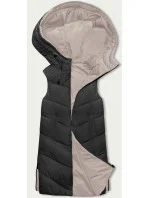 Černo-světle béžová dlouhá dámská vesta (V772G) Černo-světle béžová dlouhá dámská vesta (V772G)